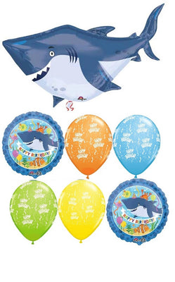 Shark Ocean Buddies Birthday Balloon Bouquet with Helium and Weight