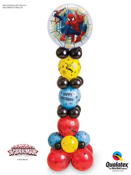 Spider Man Bubble Birthday Balloon Stand Up with Helium and Weight