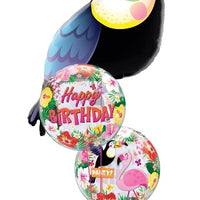 Jungle Animals Toucan Tropical Bubble Happy Birthday Balloon Bouquet