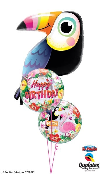 Jungle Animals Toucan Tropical Bubble Happy Birthday Balloon Bouquet