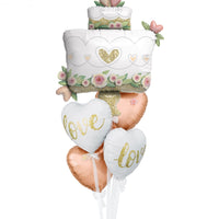 Wedding Cake Gold Love Rose Heart Balloon Bouquet