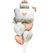 Wedding Cake Gold Love Rose Heart Balloon Bouquet